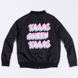 Wildfang Yaaas Queen Bomber Jacket Size Small